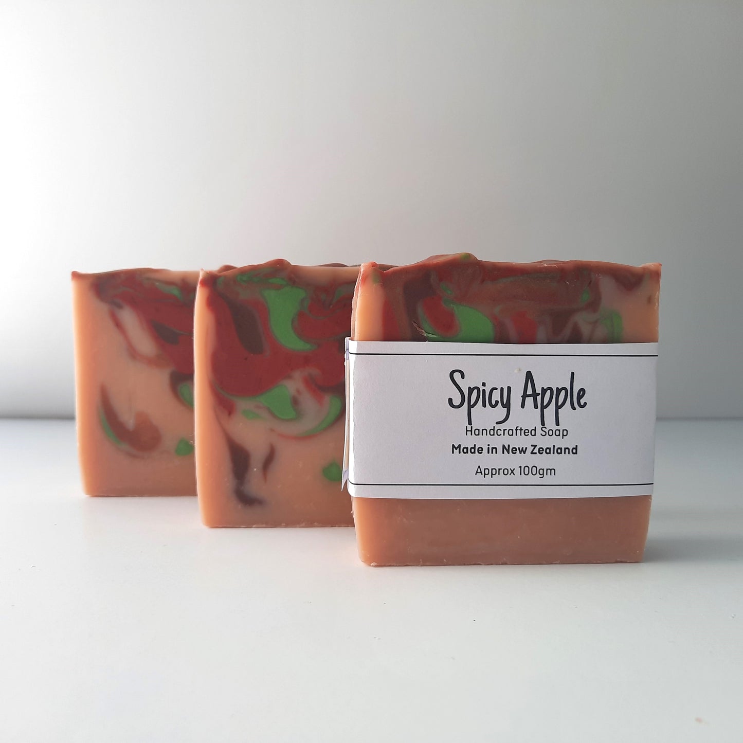 handmade soap, red soap, cinnamon apple fragrance, bar soap, apple soap