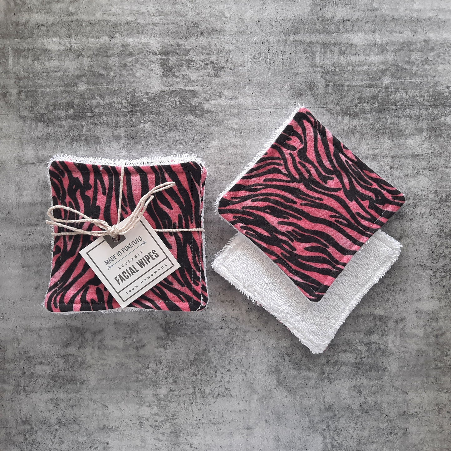 Reusable Facial Wipes - Pink Zebra